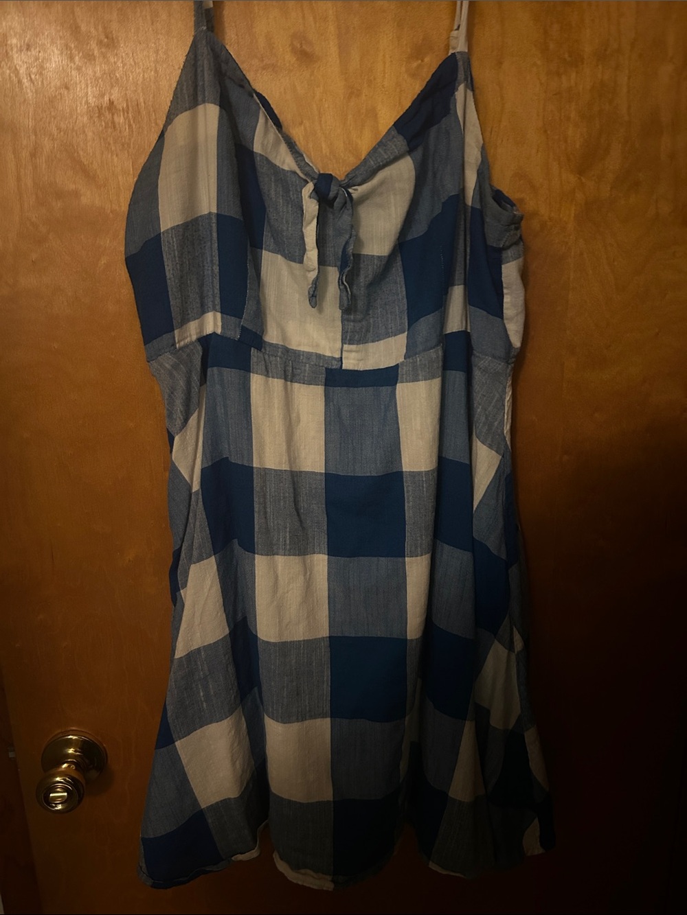 Old Navy Blue and White Gingham Mini Sun Dress with Tie Front
